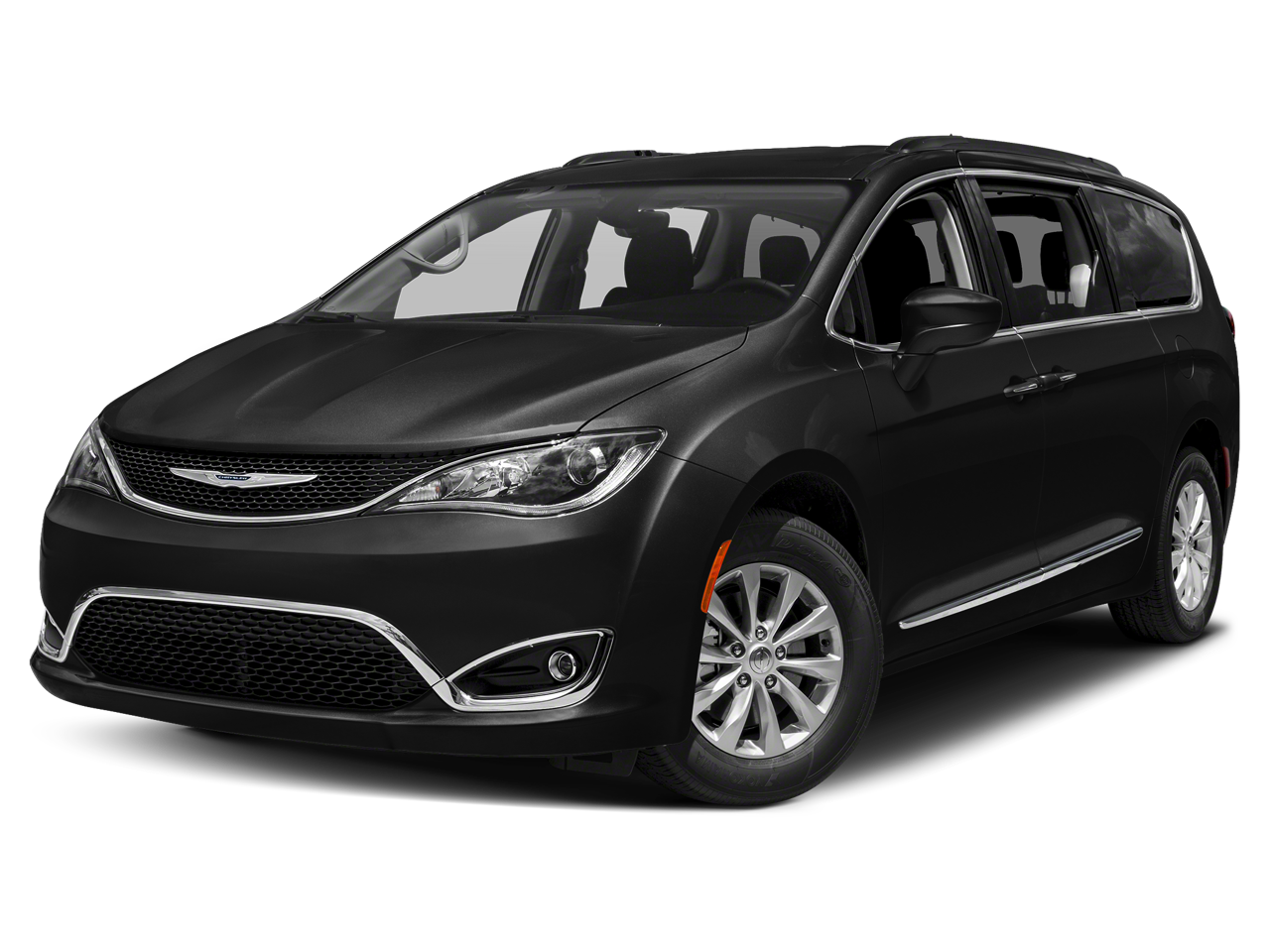 2019 Chrysler Pacifica Touring L in Brilliant Black Crystal Pearlcoat — front three-quarter view