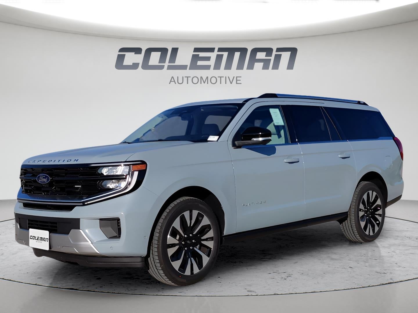2025 Ford Expedition Max Platinum in Glacier Gray Metallic Tri-Coat — front three-quarter view