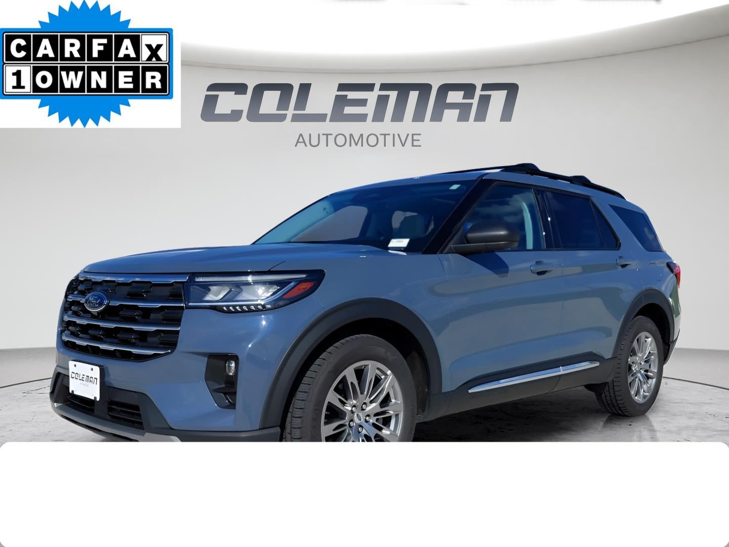 2025 Ford Explorer Active in Vapor Blue — front three-quarter view