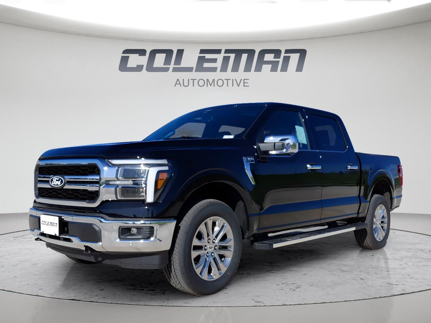 2026 Ford F-150 LARIAT in Agate Black Metallic — front three-quarter view